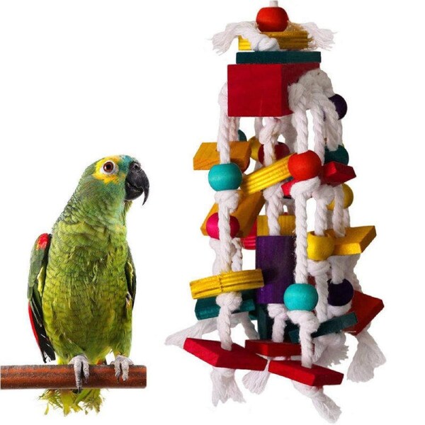 Catzon Colored Building Blocks Chewing String Toys for Small and Medium Parrots Birds