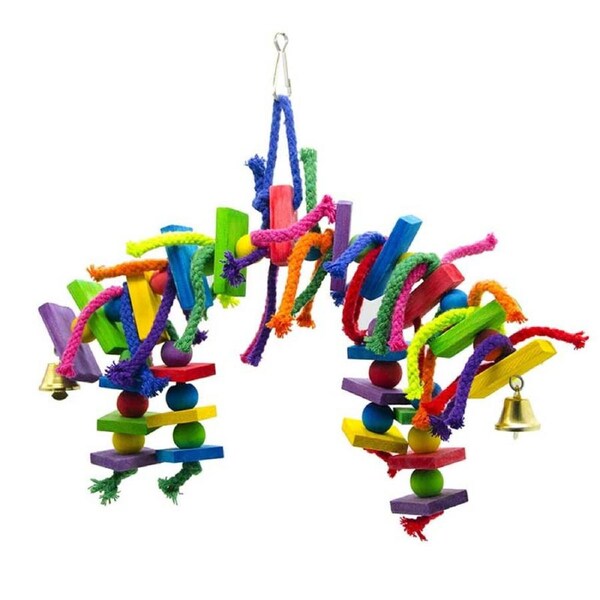 Catzon Rainbow Wooden Block Bird Parrot Toys Chewing Climbing Toys