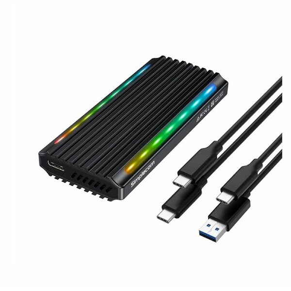 Simplecom SE525 NVMe / SATA M.2 SSD USB-C Enclosure with RGB Light USB 3.2 Gen 2 10Gbps