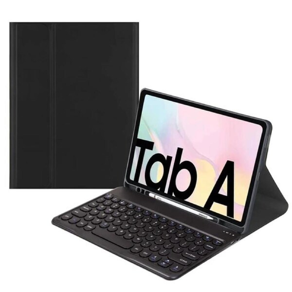 Generic Samsung Galaxy Tab A8 (10.5") Bluetooth Keyboard Leather Cover Case - Black (C105464), 10M Bluetooth Connection