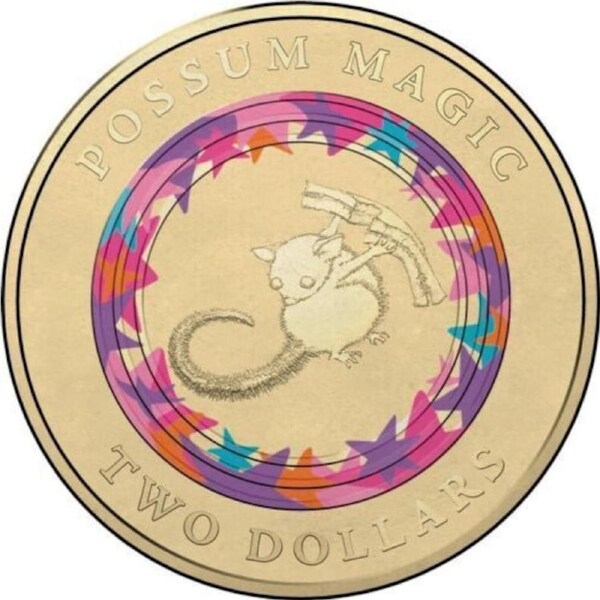 $2 2017 Possum Magic - Hush Can See Tail Lightly Circulated Coloured AUS TWO DOLLAR Coin