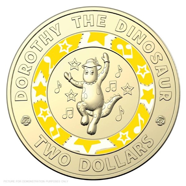 $2 2021 Wiggles - Dorothy the Dinosaur Lightly Circulated Coloured AUS TWO DOLLAR Coin