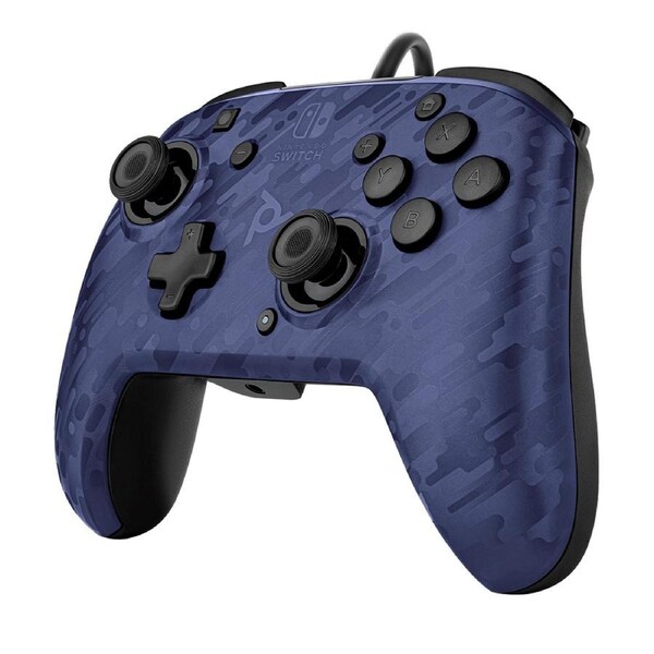 PDP Gaming Faceoff Deluxe+ Nintendo Switch Gaming Wired Controller Blue Camo