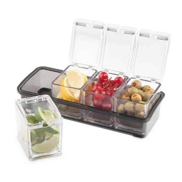 5pc Final Touch Garnish Bar Food/Condiments Caddy Serving Tray Storage Container