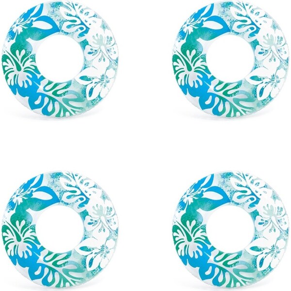 4x Intex Clear Tropical Colour 91cm Inflatable Pool Swimming Float Tube Asst 9+