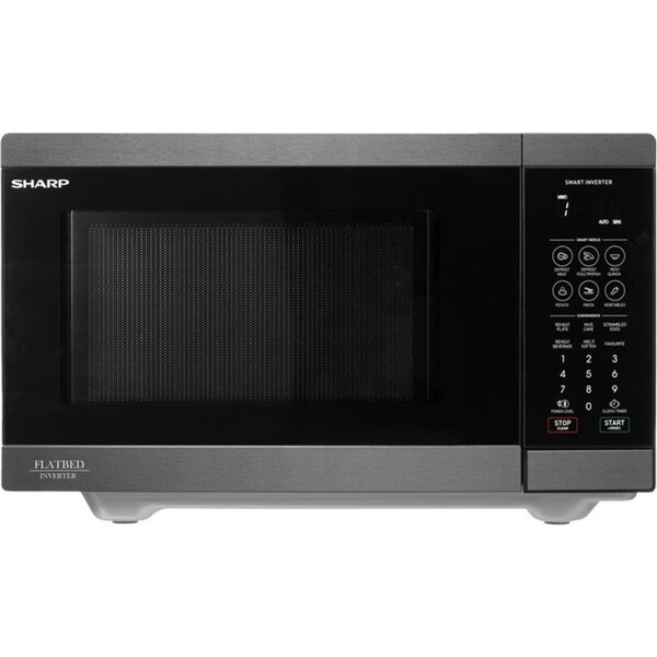 Sharp 26L Electric 900W Flatbed Inverter Kichen Microwave Black Stainless Steel