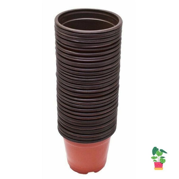 100 PCS Plastic Plant Flower Pots 12cm Nursery Seedlings Container Flowerpot