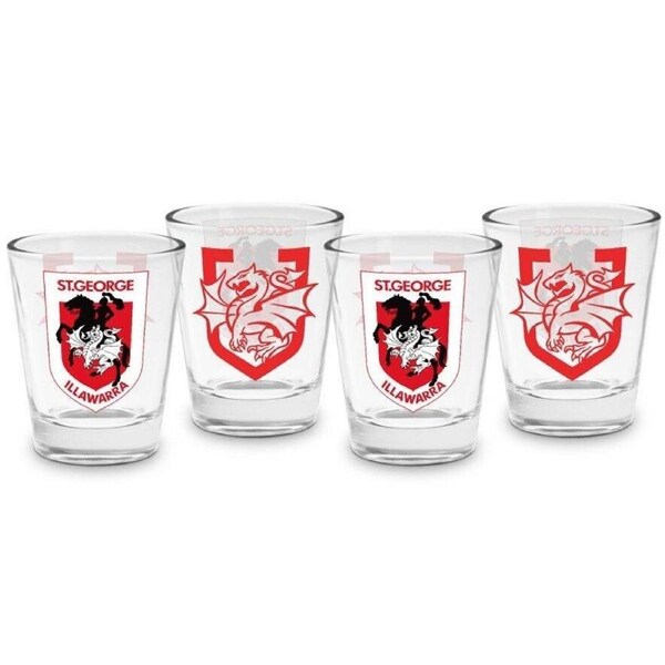 NRL Shot Glass Set of 4 - St George Illawarra Dragons - 50ml