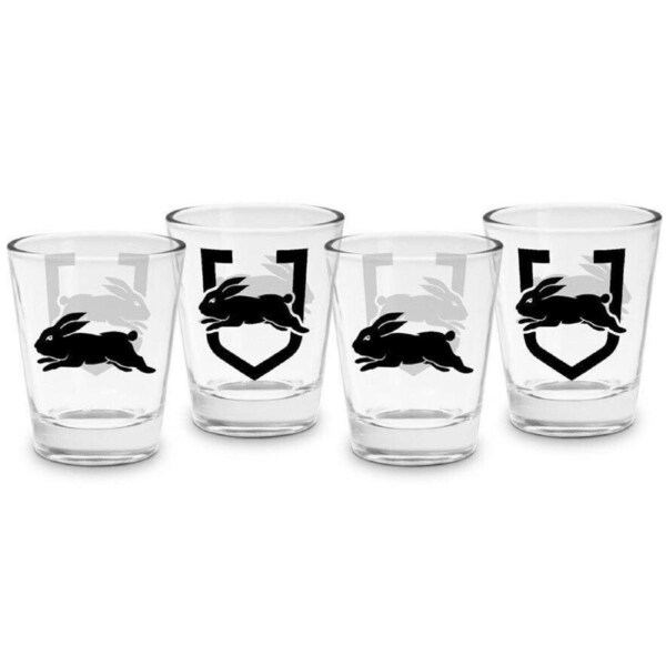 NRL Shot Glass Set of 4 - South Sydney Rabbitohs - 50ml