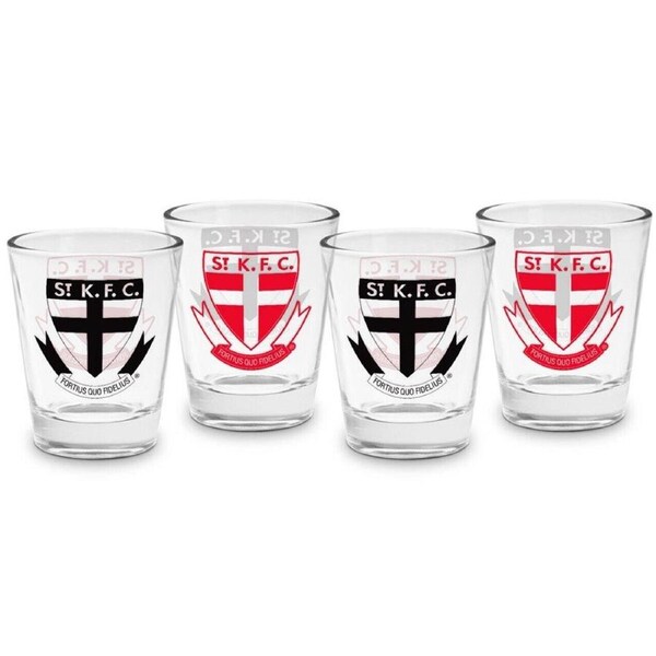 AFL Shot Glass Set of 4 - St Kilda Saints - 50ml