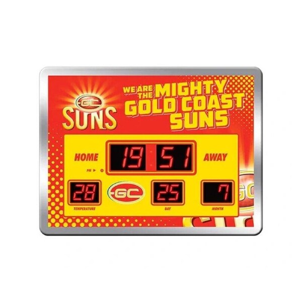 AFL LED Scoreboard Clock - Gold Coast Suns - 45x33cm - Time Temp Date