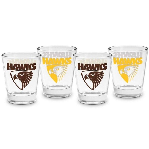 AFL Shot Glass Set of 4 - Hawthorn Hawks - 50ml