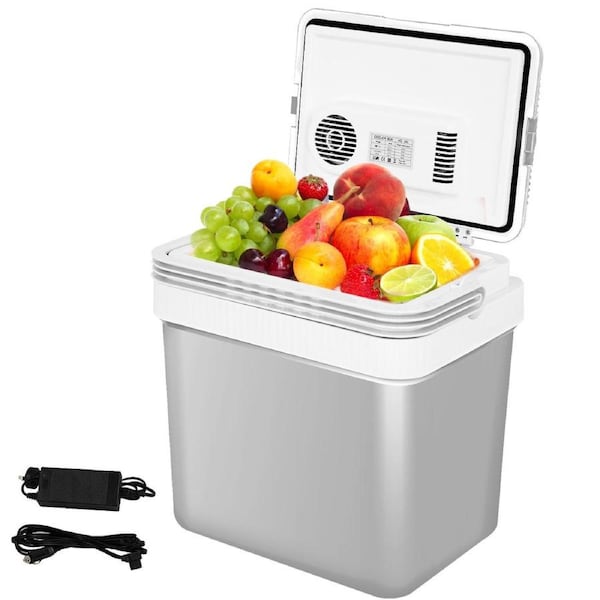 ADVWIN 24L Mini Fridge Portable Car Fridge, AC/DC Powered Electric Cooler and Warmer, Grey