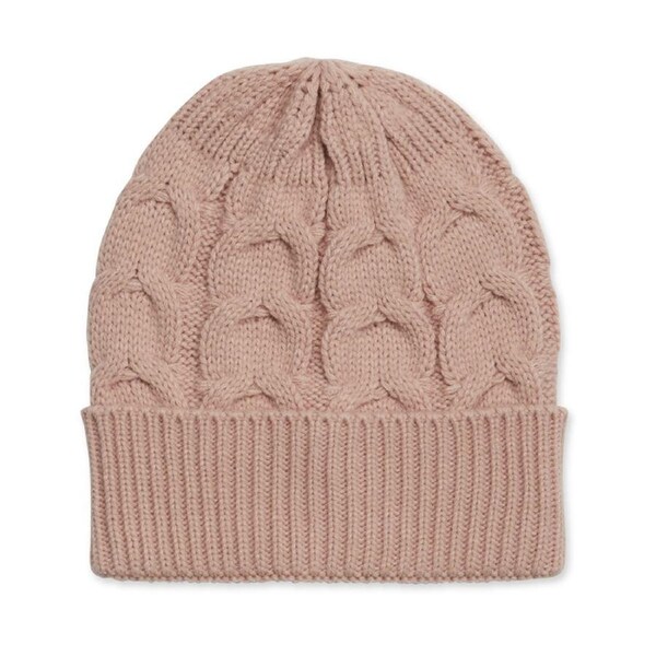 Elle Women's/Ladie's Cable Knitted Acrylic Beanie Warm Stretch Cosy Hat/Cap Pink