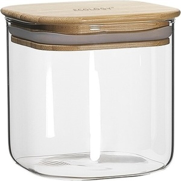 Ecology Pantry 10.5cm Square Glass Canister Storage Organiser w/Bamboo Lid Clear