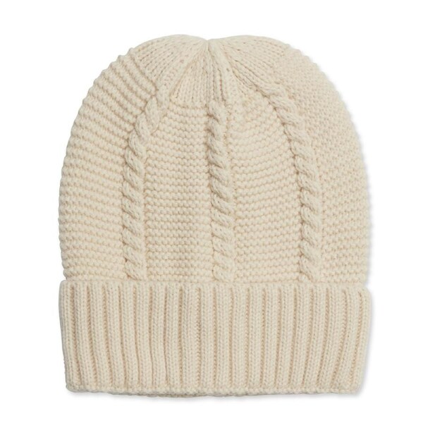 Elle Women's/Ladie's Twisted Knitted Acrylic Beanie/Hat/Cap Warm/Cosy Cream