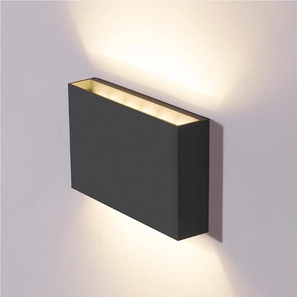 12W LED Outdoor Wall Lights, 3000K Warm White, IP65 Waterproof, Rectangle Modern Wall Lamp for Patio Garden Living Room Porch