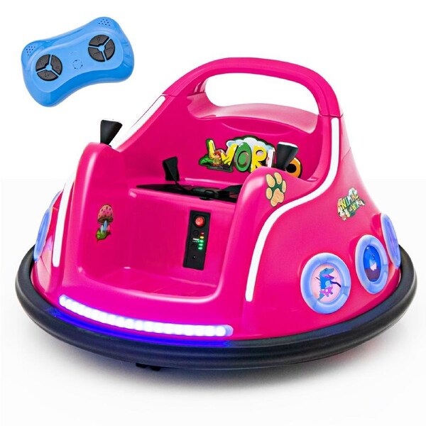 Costway 12V Ride On Car Electric Bumper Car Toy 360° Spin RC Race Vehicle w/USB & Bluetooth & Music Gift Pink