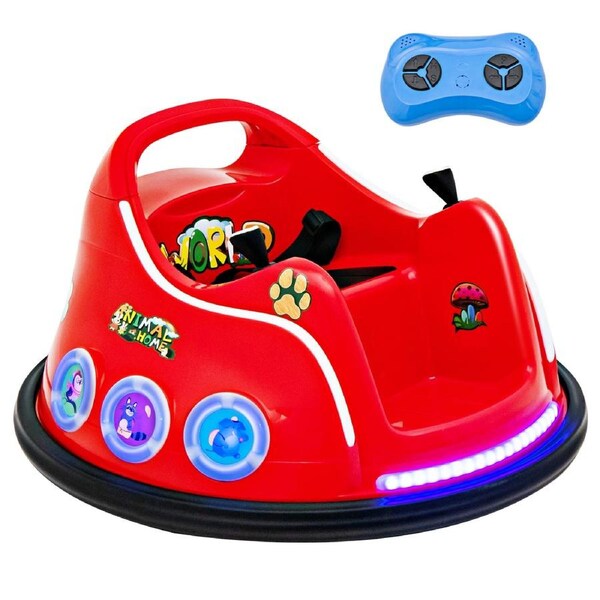 Costway 12V Ride On Car Electric Bumper Car Toy 360° Spin RC Race Vehicle w/USB & Bluetooth & Music Gift Red