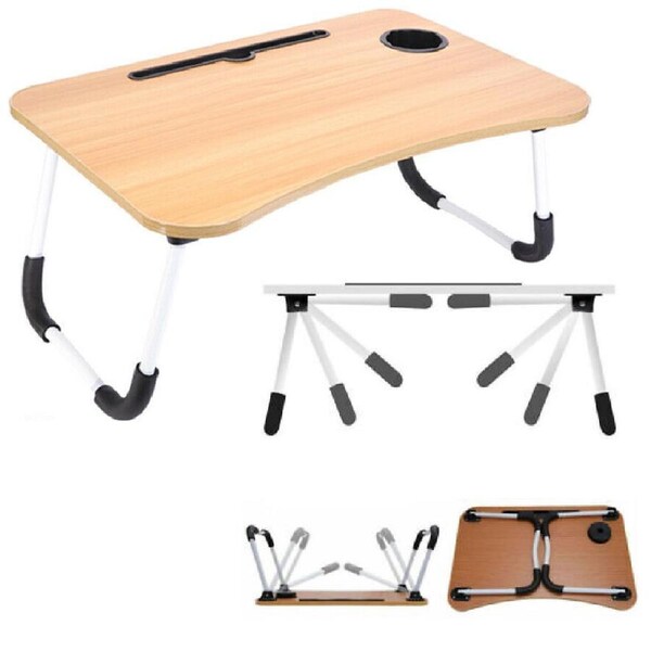 Laptop Table Foldable Lap Desk W/ Coffee Cup Slot for office Indoor USB