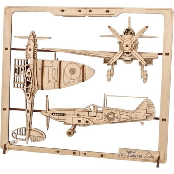 47pc Ugears Fighter Aircraft 2.5D Puzzle DIY Kit Wooden Kit Toy Model Set 14+