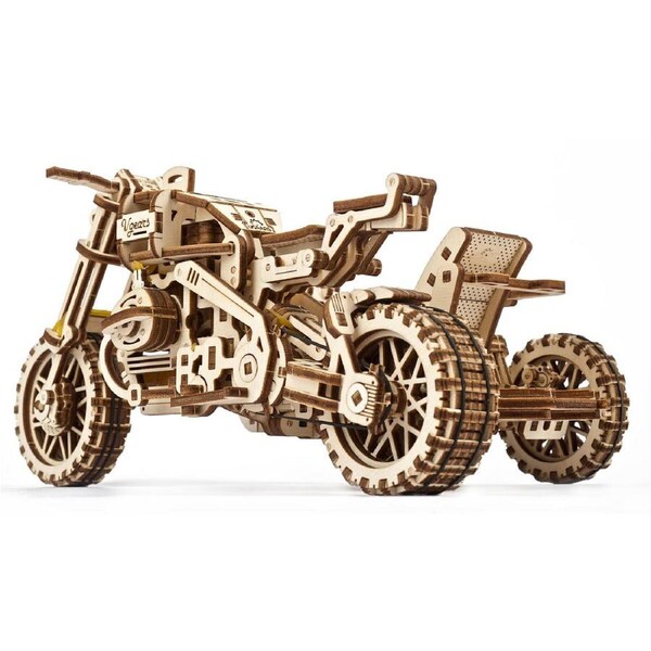 380pc Ugears Scrambler UGR-10 w/ Sidecar Mechanical Wooden 3D Puzzle/Model 14+