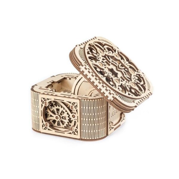 190pc Ugears Treasure Box Mechanical DIY Kit Wooden 3D Puzzle/Model Gift Set 14+