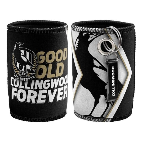 Collingwood Magpies AFL Bottle Opener Keyring and Beer Can Bottle Cooler Stubby Holder