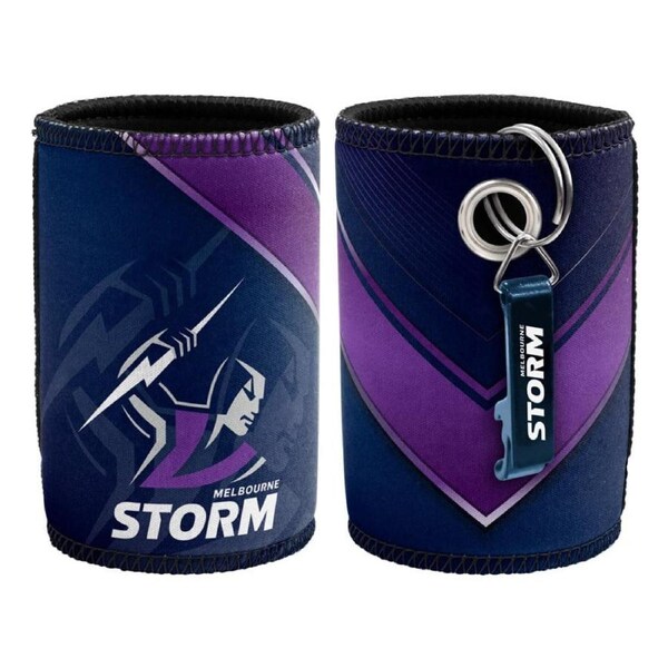 Melbourne Storm NRL Bottle Opener Keyring and Beer Can Bottle Cooler Stubby Holder