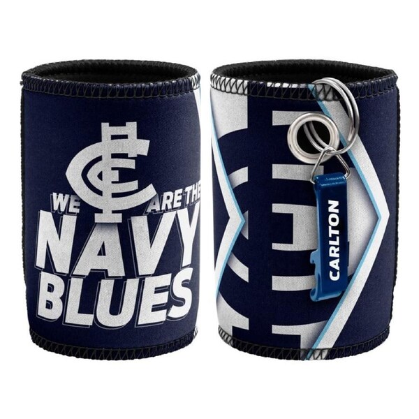 Carlton Blues AFL Bottle Opener Keyring and Beer Can Bottle Cooler Stubby Holder
