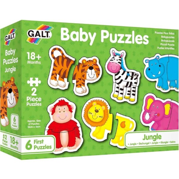 GALT - Jungle Baby Jigsaw Puzzle - 6 Different Puzzles - 2 Pieces Each