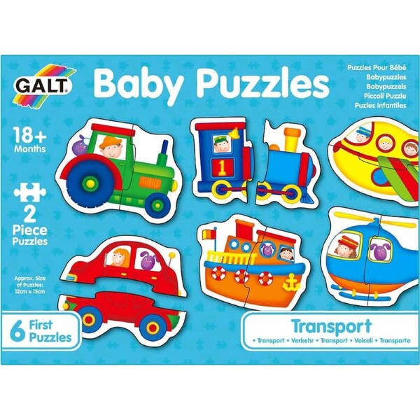 GALT - Transport Baby Jigsaw Puzzle - 6 Different Puzzles - 2 Pieces Each