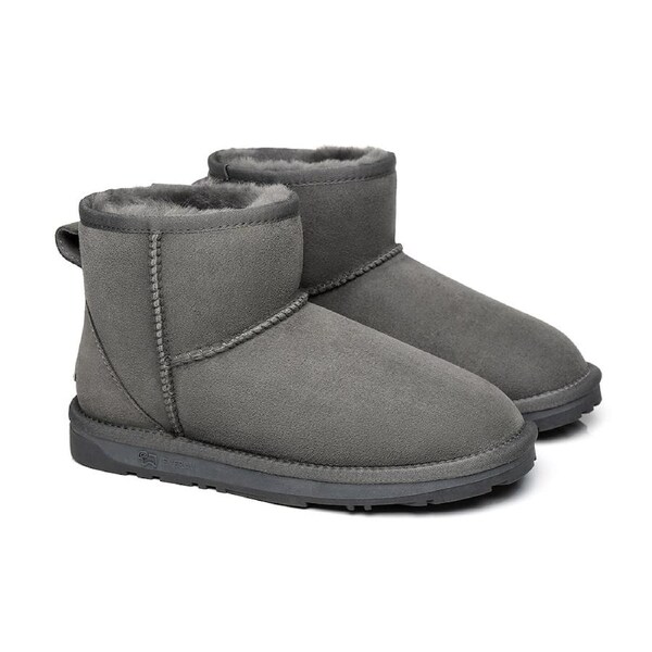 EVERAU® UGG Boots Sheepskin Wool Ankle Mini Classic Grey / AU Ladies 13 / AU Men 11 / EU 44