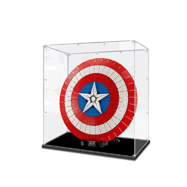 Acrylic Display Case for LEGO 76262 Marvel Super Heroes Captain America's Shield Figure Storage Box Dust Proof Glue Free