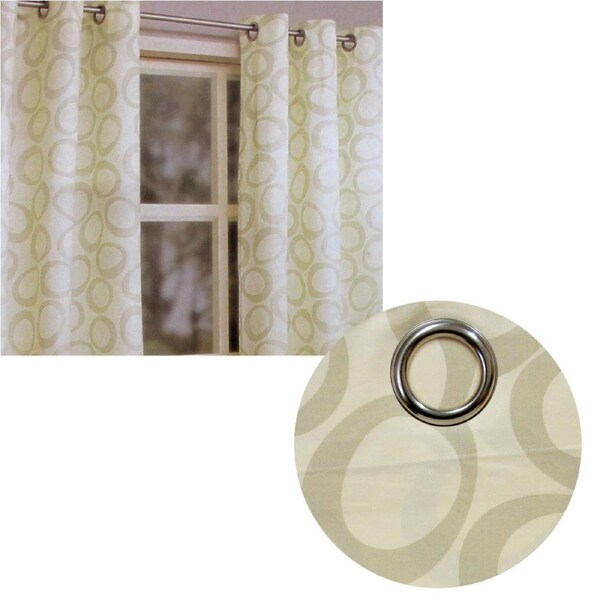 Pair of Mocco Natural Cotton Eyelet Coated Curtains 120 x 213 cm