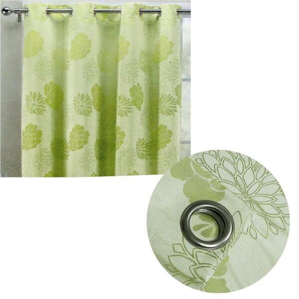 Genki Green One Piece Eyelet Unlined Jacquard Curtain 140 x 213 cm