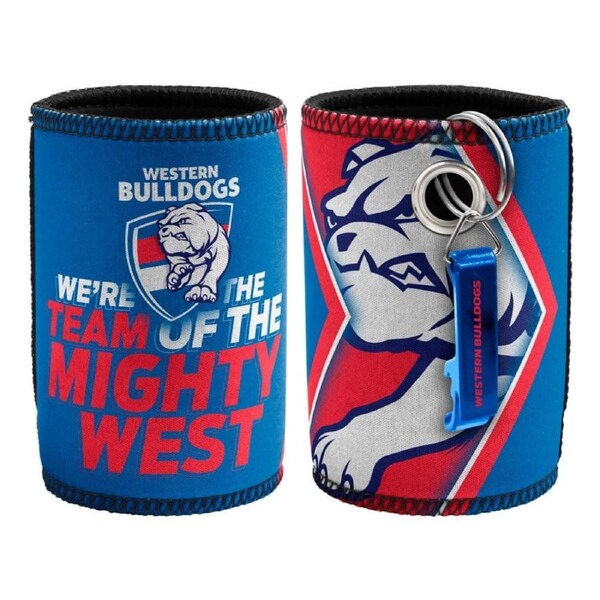 Western Bulldogs AFL Bottle Opener Keyring and Beer Can Bottle Cooler Stubby Holder
