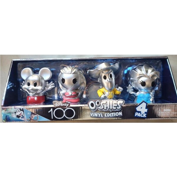 Disney 100 Ooshies Vinyl Edition 4 Pack (Mickey Mouse, Moana, Woody, Elsa)