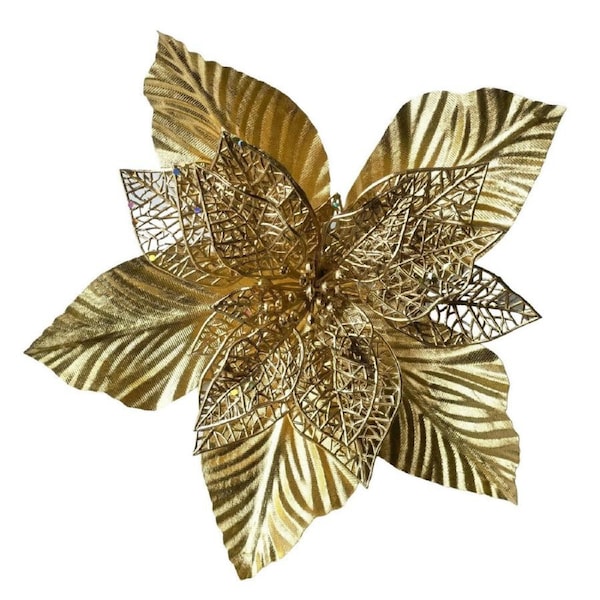 Magnolia Shiny Gold Leaf Clip On 30cm