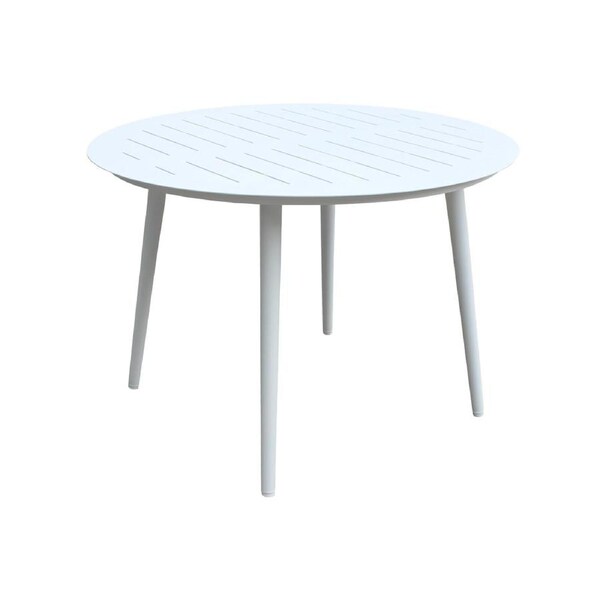 FurnitureOkay Cove Aluminium Outdoor Dining Table (110cm Round) - White