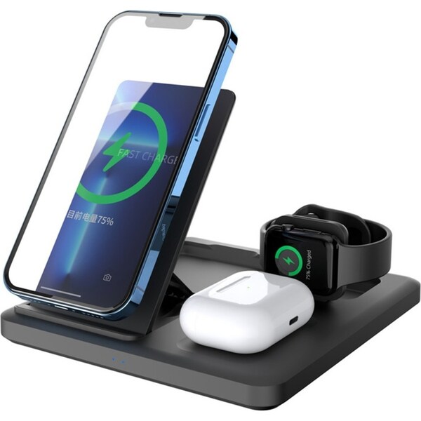15W Multifunctional Foldable Desktop 3 In 1 Wireless Charger Fast Charging Stand