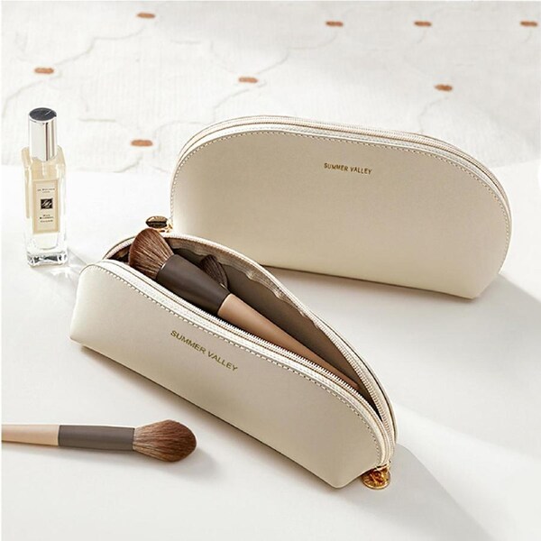 2Pcs Cosmetic Bag Makeup Brush Storage Bag Portable Travel Toiletries Organizer