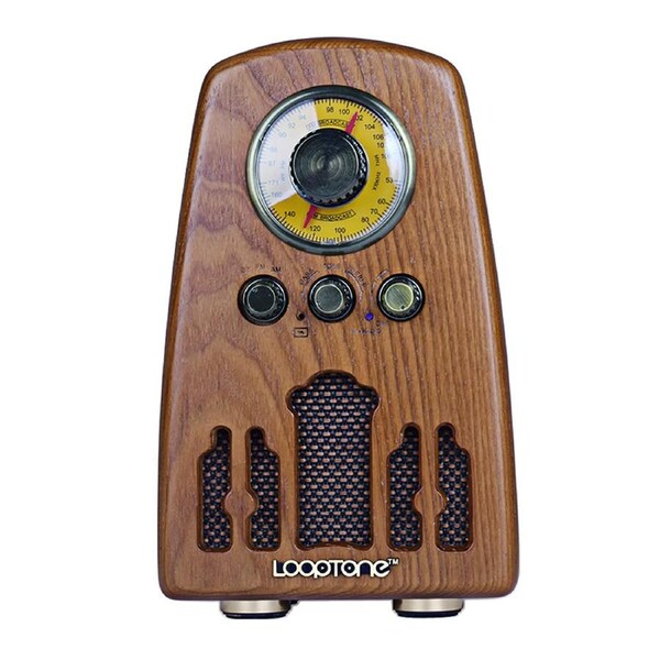 Vintage Hardwood AM/FM Bluetooth Radio Classic Retro Radio with Tone Control