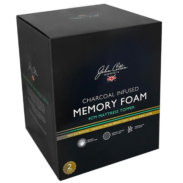 John Cotton Charcoal Infused Memory Foam Mattress Topper King Size