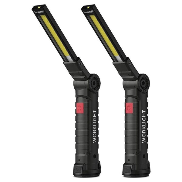LED Work Light, Coquimbo COB Rechargeable Work Lights with Magnetic Base 360°Rotate and 5 Modes Bright LED Flashlight Inspection Light for Car Repair, Household and Emergency Use 2 Pack