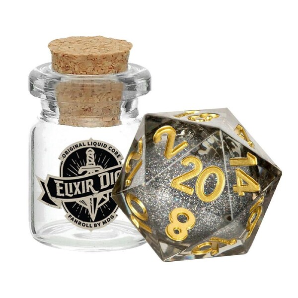 MDG Individual d20 Elixir Liquid Core Dice: Vanishing Oil