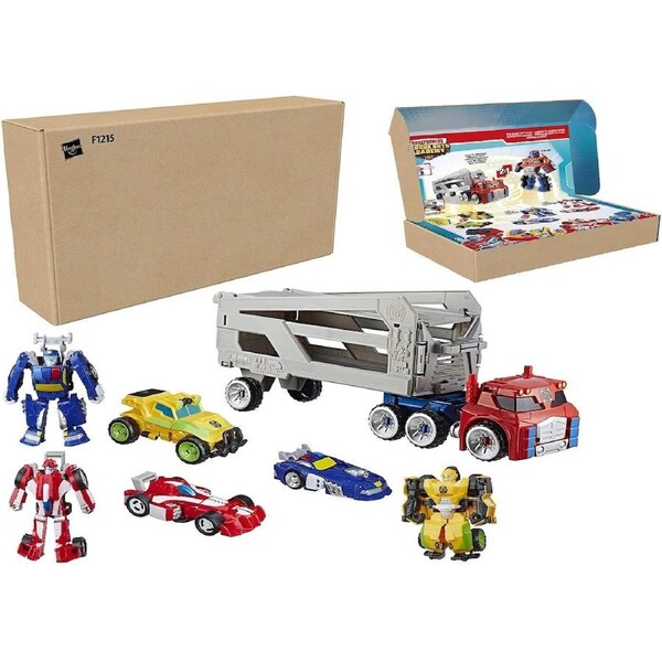 Playskool Heroes Transformers Rescue Bots Trailer 4-Pack Optimus Prime Bumblebee