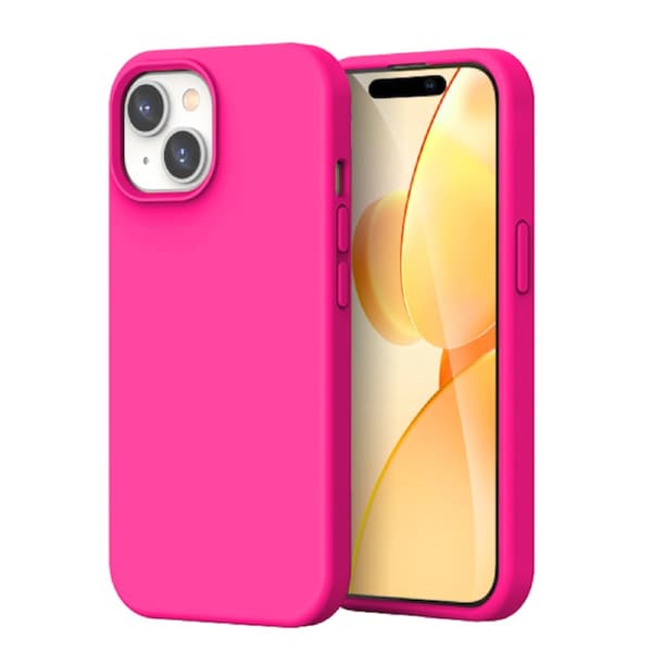 ZUSLAB for Apple iPhone 15 Case Liquid Silicone Anti-Scratch Gel Rubber Shockproof Protective Cover with Soft Microfiber Lining (2023) - Hot Pink