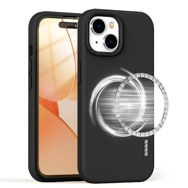 ZUSLAB for Apple iPhone 15 MagSafe Case Liquid Silicone Anti-Scratch Gel Rubber Shockproof Protective Magnetic Cover (2023) - Black