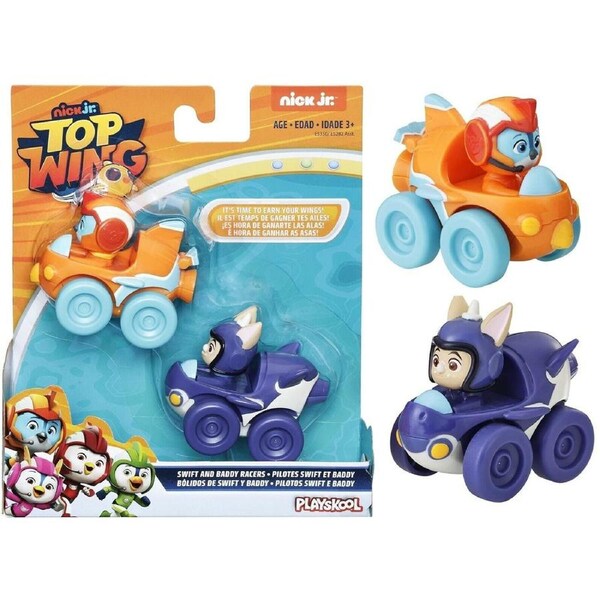 Top Wing Racers-swift and baddy -2 Pack Ages 3+ Toy Race Car Pet Play Wings Fly Jeep Gift